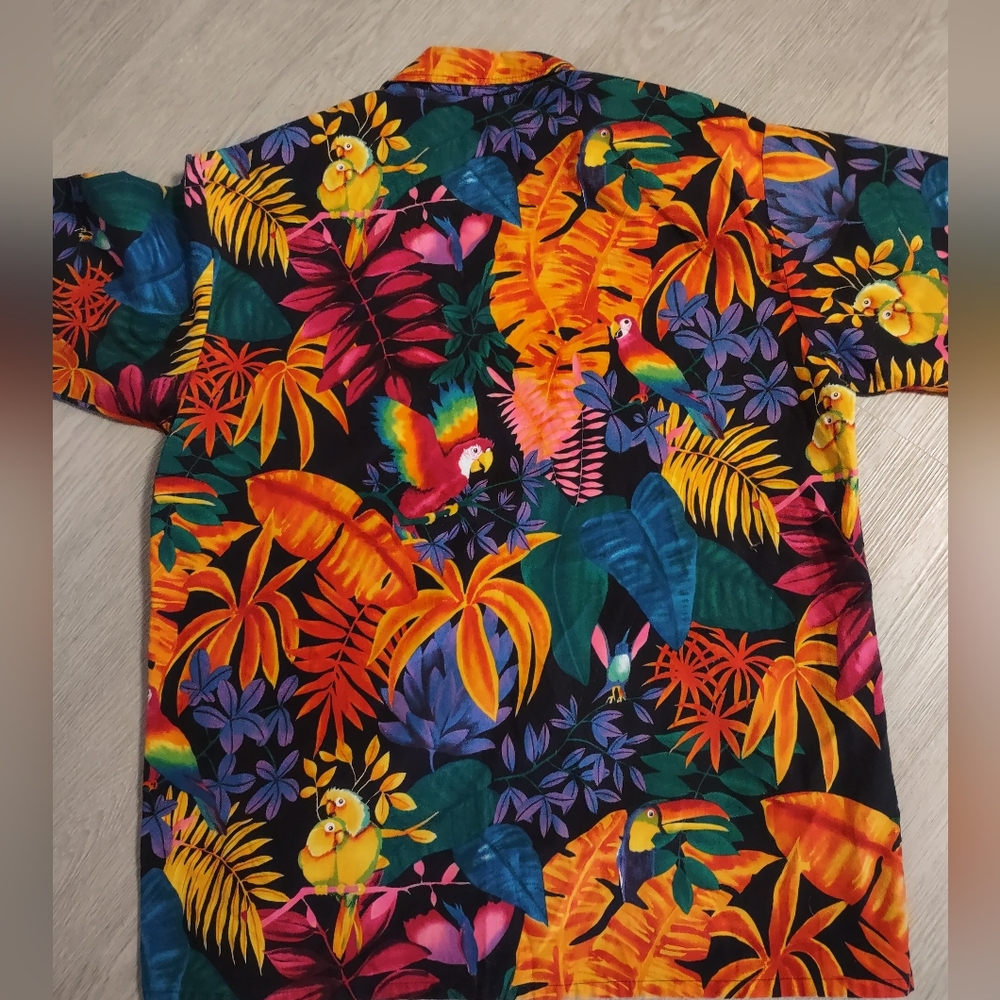 Vtg Mens Fun IslandHawaiian Shirt Excellent Sz Large Colorful Cotton Barbados - Picture 2 of 6